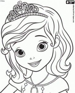 viso di sofia principessa in bianco e nero d da colorare